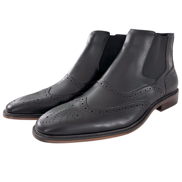 AG Asher Green Wingtip Leather Boots AG2632 Black Dress for Success Oxford - Picture 1 of 16